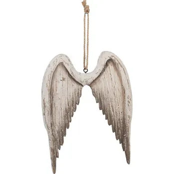 Vánoční ozdoba Dřevěná závěsná dekorace svěšená andělská křídla Celpas – 20x3x27 cm