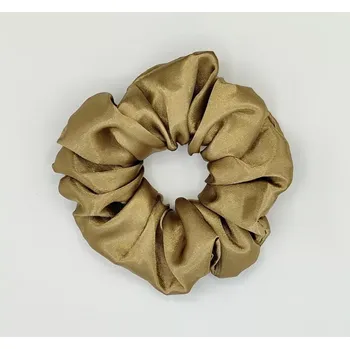 Saténová Scrunchie gumička camel L - klasik