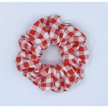 Bavlněná Scrunchie gumička červená kostka XXL