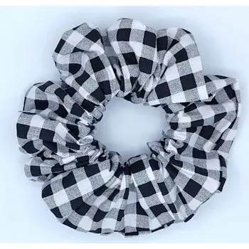 Bavlněná Scrunchie gumička černá kostka XXL II.