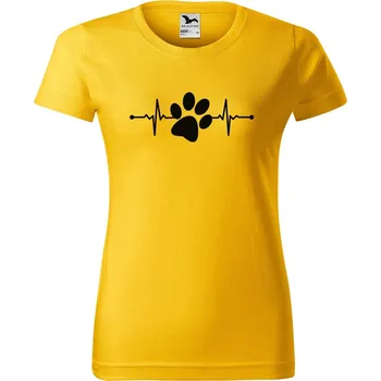 DOBRÝ TRIKO Dámské tričko s potiskem Tep psí tlapka Barva: Žlutá, Velikost: XS
