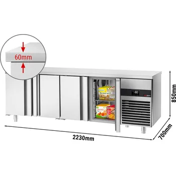 Lednice G.Gastro Mrazicí stůl PREMIUM - 2,3 x 0,7 m - se 4 dveřmi