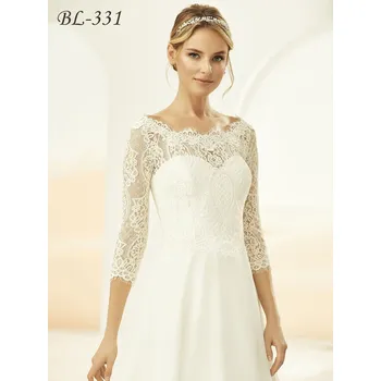 Bolerko Svatební krajkový kabátek s lodičkovým výstřihem - ivory: BL-331 Vybraná velikost: S