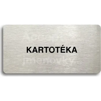 Informační tabulka Stříbrný piktogram "KARTOTÉKA" s černým textem bez rámečku -