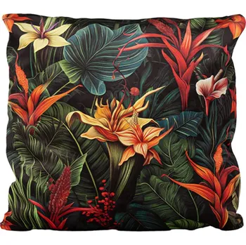Povlak na polštářek Povlak na polštář 40x40 na zip velur - Tropické květiny Bromélie