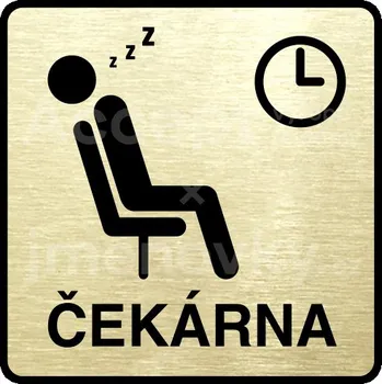 Informační tabulka Zlatý piktogram "čekárna IX" s černým textem a rámečkem - 80 x 80 mm