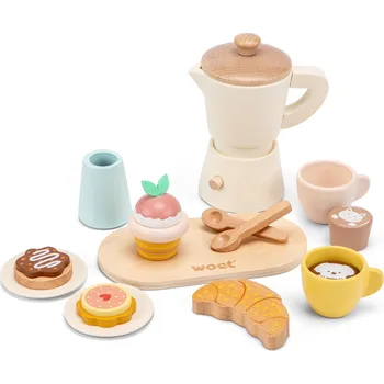 Dětská kuchyňka Woet by New Classic Toys Dřevěná sada na kávu 10723