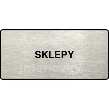 Značení Stříbrný piktogram "SKLEPY" s černým&nbsp;textem a rámečkem&nbsp;-