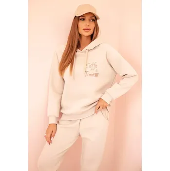 Polski Dámský bavlněný zateplený komplet s potiskem béžový Polski krémová 3405025