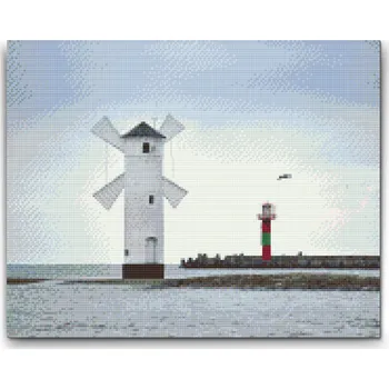 Diamantové malování Diamantové malování - Świnoujście maják - Polsko Velikost: 30x40cm, Rámování: Pouze srolované plátno, Diamanty: Kulaté