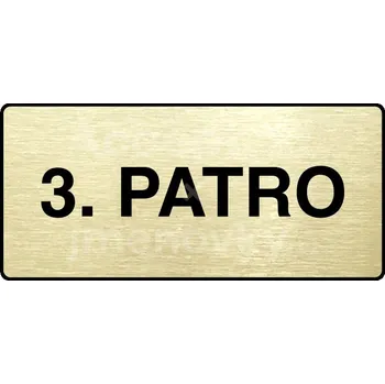 Informační tabulka Zlatý piktogram "3. PATRO" s černým&nbsp;textem a rámečkem&nbsp;-
