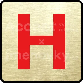 Informační tabulka Zlatý piktogram "hydrant" s červeným textem a rámečkem -