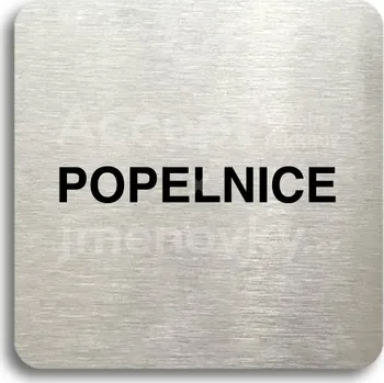 Informační tabulka Stříbrný piktogram "popelnice" s černým textem bez rámečku -