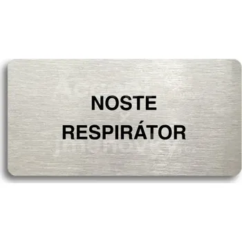 Značení Stříbrný piktogram "NOSTE RESPIRÁTOR" s černým&nbsp;textem bez rámečku -