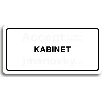 Informační tabulka Bílý piktogram "KABINET" s černým textem a rámečkem&nbsp;-