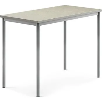 Jídelní stůl Stůl SONITUS, 1200x700x900 mm, stříbrné nohy, deska s linoleem, šedá