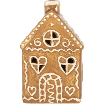 Vánoční dekorace Hnědá perníková LED chaloupka Gingerbread Cott - 7*6*12 cm