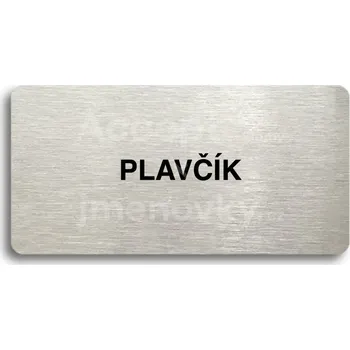 Informační tabulka Stříbrný piktogram "PLAVČÍK" s černým&nbsp;textem bez rámečku -