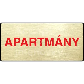 Značení Zlatý&nbsp;piktogram "APARTMÁNY" s červeným textem a rámečkem&nbsp;-