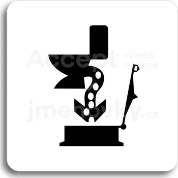 Informační tabulka Bílý piktogram "odpadky" s černým textem bez rámečku - 80 x 80 mm