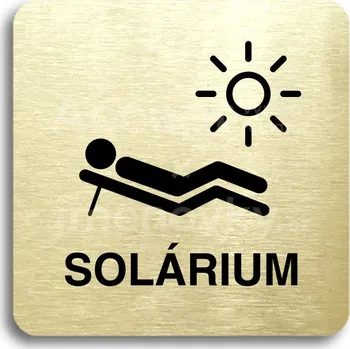 Informační tabulka Zlatý piktogram "solárium V" s černým textem bez rámečku -