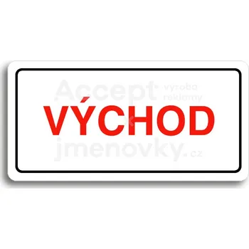 Informační tabulka Bílý piktogram "VÝCHOD" s červeným textem a rámečkem&nbsp;-