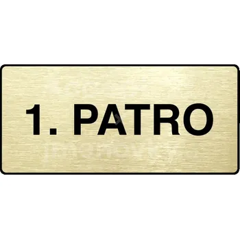 Informační tabulka Zlatý piktogram "1. PATRO" s černým&nbsp;textem a rámečkem&nbsp;-