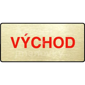 Informační tabulka Zlatý piktogram "VÝCHOD" s červeným textem a rámečkem -