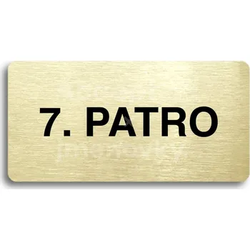 Informační tabulka Zlatý piktogram "7. PATRO" s černým textem bez rámečku -