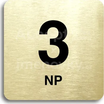 Informační tabulka Zlatý piktogram "3 NP" s černým&nbsp;textem bez rámečku&nbsp;-