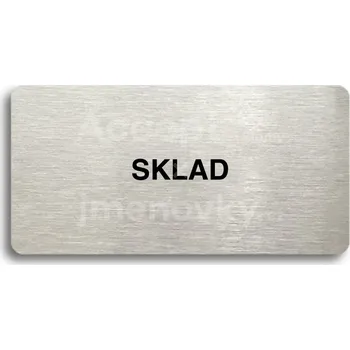 Značení Stříbrný piktogram "SKLAD" s černým&nbsp;textem bez rámečku -