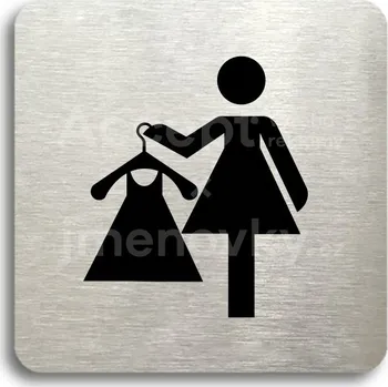 Informační tabulka Stříbrný piktogram "převlékací box IX" s černým textem bez rámečku -