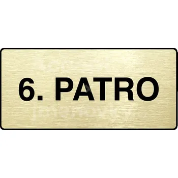 Informační tabulka Zlatý piktogram "6. PATRO" s černým&nbsp;textem a rámečkem&nbsp;-