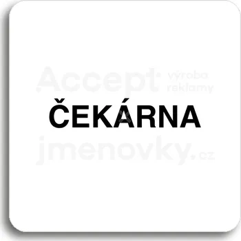 Informační tabulka Bílý piktogram "čekárna" s černým textem bez rámečku&nbsp;-