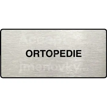 Informační tabulka Stříbrný piktogram "ORTOPEDIE" s černým&nbsp;textem a rámečkem&nbsp;-