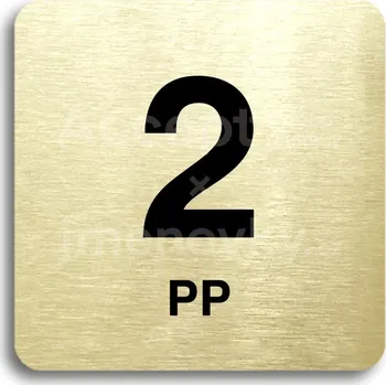 Značení Zlatý piktogram "2 PP" s černým&nbsp;textem bez rámečku&nbsp;-