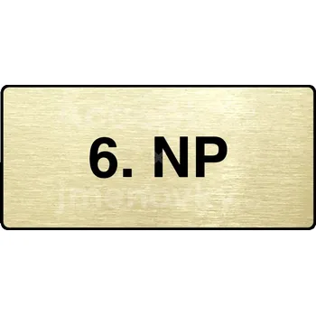 Informační tabulka Zlatý piktogram "6. NP" s černým&nbsp;textem a rámečkem&nbsp;-