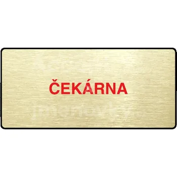 Informační tabulka Zlatý piktogram "ČEKÁRNA" s červeným textem a rámečkem -