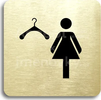 Informační tabulka Zlatý piktogram "šatna ženy" s černým&nbsp;textem bez rámečku&nbsp;-