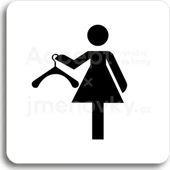 Informační tabulka Bílý piktogram "převlékací box VII" s černým textem bez rámečku&nbsp;-