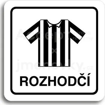 Informační tabulka Bílý piktogram "rozhodčí II" s černým textem a rámečkem&nbsp;-