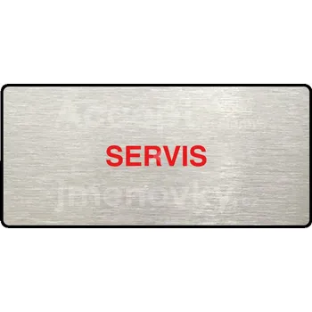 Informační tabulka Stříbrný&nbsp;piktogram "SERVIS" s červeným textem a rámečkem&nbsp;-