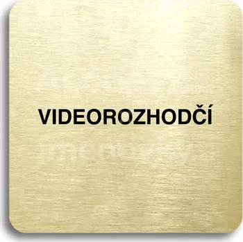 Značení Zlatý piktogram "videorozhodčí" s černým textem bez rámečku -