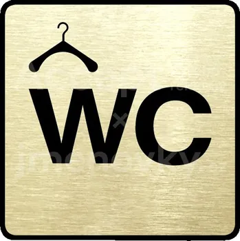 Informační tabulka Zlatý piktogram "šatna, WC" s černým&nbsp;textem a rámečkem&nbsp;-