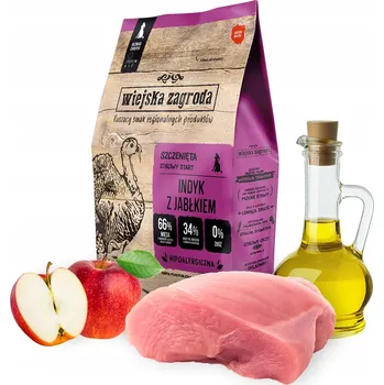 Krmivo pro psa Wiejska Zagroda DOG Junior Suché Krmivo s krůtím a jablkem pro psy 2kg