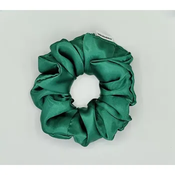 Saténová Scrunchie gumička zelená L - klasik