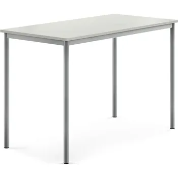 Jídelní stůl Stůl SONITUS, 1400x700x900 mm, stříbrné nohy, HPL deska tlumící hluk, šedá