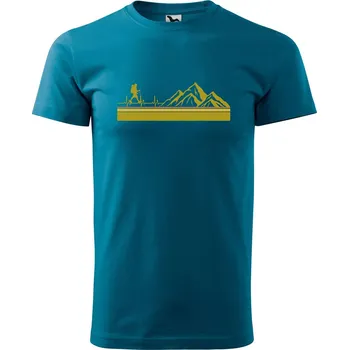 Pánská móda DOBRÝ TRIKO Pánské tričko s potiskem Tep horská túra Velikost: M, Barva: Petrolejová