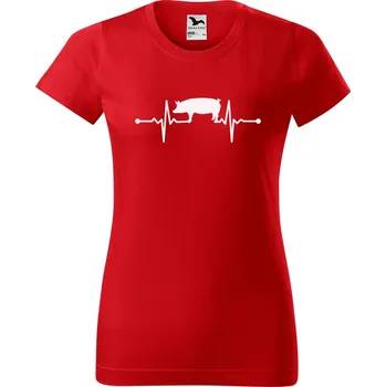 Dámské tričko DOBRÝ TRIKO Dámské tričko s potiskem Tep prasátko Barva: Červená, Velikost: L