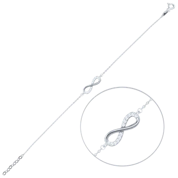 Náramek Olivie MINET Elegantní zlatý náramek z bílého zlata nekonečno s bílými zirkony Au 585/1000